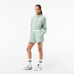 Lacoste Kadın Çizgili Yeşil Bermuda