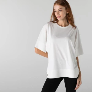 Lacoste Kadın Loose Fit Bisiklet Yaka Beyaz T-Shirt