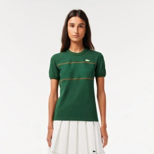 Lacoste Kadın Slim Fit Bisiklet Yaka Yeşil T-Shirt