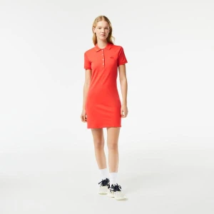 Lacoste Kadın Slim Fit Kısa Kollu Polo Yaka Turuncu Elbise