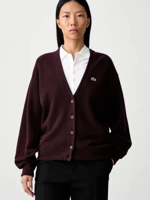 Lacoste kardigan damski z wełną bordowy