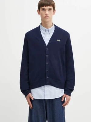 Lacoste kardigan wełniany męski kolor granatowy AH0397