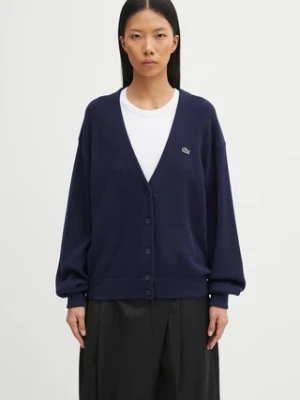 Lacoste kardigan z dodatkiem wełny damski kolor granatowy lekki AF4143