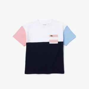 Lacoste Kız Çocuk Bisiklet Yaka Renk Bloklu Lacivert T-Shirt