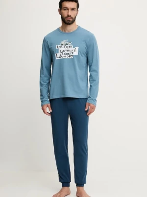 Lacoste komplet piżamowy męska kolor niebieski z nadrukiem 4H9180