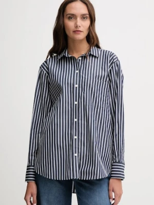 Lacoste koszula bawełniana damska kolor granatowy relaxed z kołnierzykiem klasycznym CF0215