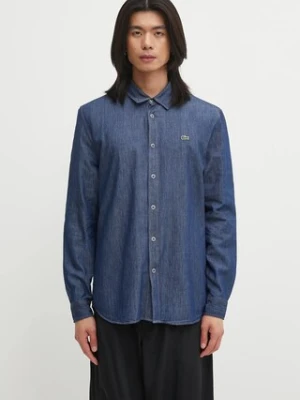 Lacoste koszula bawełniana jeansowa męska kolor niebieski regular z kołnierzykiem klasycznym CH9084