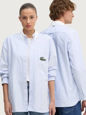 Lacoste koszula bawełniana kolor niebieski relaxed z kołnierzykiem button-down