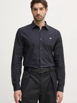 Lacoste koszula bawełniana męska kolor granatowy slim z kołnierzykiem klasycznym CH5620