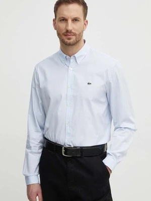 Lacoste koszula bawełniana męska regular z kołnierzykiem button-down