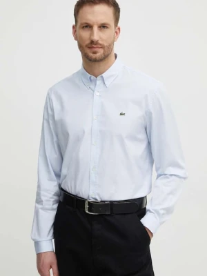 Lacoste koszula bawełniana męska regular z kołnierzykiem button-down