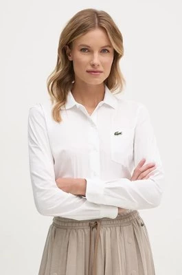 Lacoste koszula damska kolor beżowy regular z kołnierzykiem klasycznym CF3462