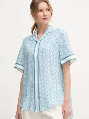 Lacoste koszula damska kolor niebieski relaxed z kołnierzykiem klasycznym CF0495