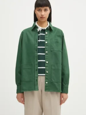 Lacoste koszula jeansowa damska kolor zielony przejściowa BF2125