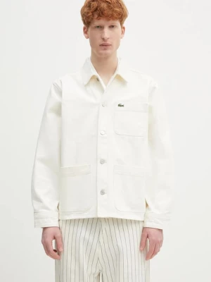 Lacoste koszula jeansowa męska kolor beżowy regular z kołnierzykiem klasycznym CH9222