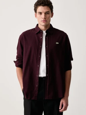 Lacoste koszula męska bawełniana bordowy