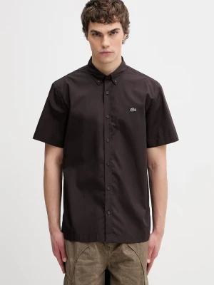 Lacoste koszula męska bawełniana brązowy