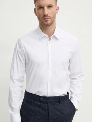 Lacoste koszula męska kolor biały slim z kołnierzykiem klasycznym CH5253