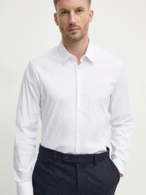 Lacoste koszula męska kolor biały slim z kołnierzykiem klasycznym CH5253