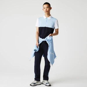 Koszulka Męska Polo Regular Fit Z Piki, Lekka, Oddychająca, Z Pasami Kolorowymi Lacoste