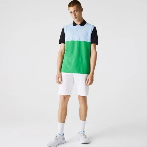 Lacoste Koszulka męska polo Regular Fit z piki, lekka, oddychająca, z pasami kolorowymi