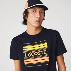 Lacoste Koszulka męska SPORT ze stylizowanym drukowanym logo z bawełny organicznej