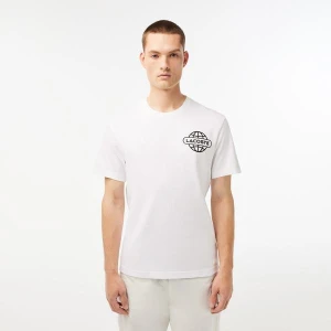 Lacoste Koszulka z grubej bawełny z nadrukiem