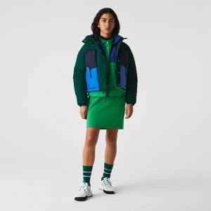 Lacoste Kurtka damska z chowanym kapturem, krótka, pikowana, w bloki kolorystyczne