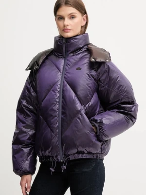 Lacoste kurtka puchowa kolor fioletowy zimowa oversize BF5326