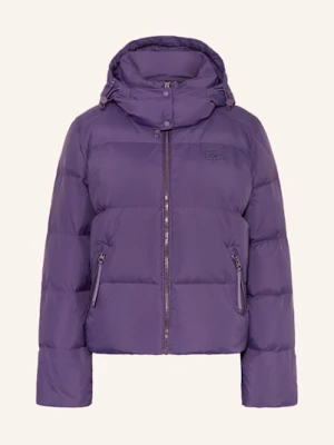Lacoste Kurtka Puchowa Z Odpinanym Kapturem lila