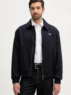Lacoste kurtka wełniana kolor granatowy przejściowa oversize BH2888