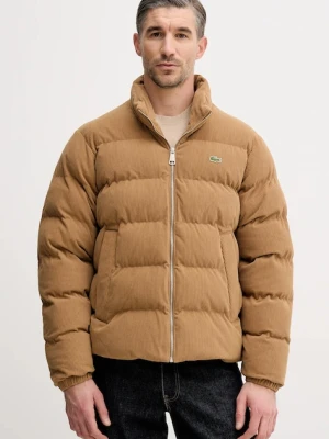 Lacoste kurtka welurowa kolor brązowy zimowa BH2890