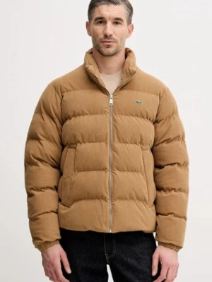 Lacoste kurtka welurowa kolor brązowy zimowa BH2890
