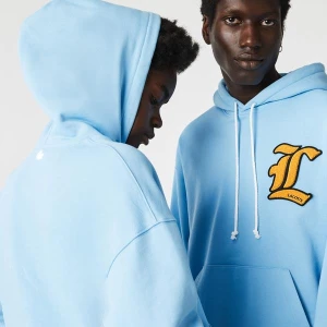 Lacoste L!VE Erkek Loose Fit Kapüşonlu Mavi Sweatshirt