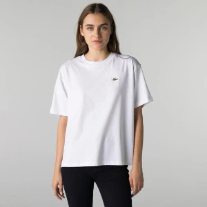 Lacoste L!VE Kadın Bisiklet Yaka Beyaz T-Shirt