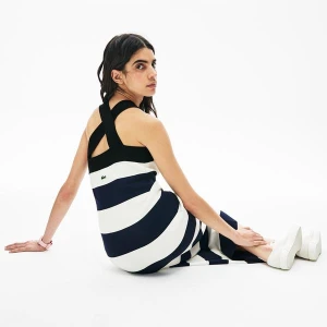 Lacoste LIVE Damska Dzianinowa Sukienka Maxi W Paski