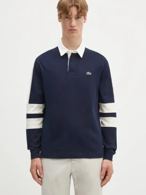 Lacoste longsleeve bawełniany kolor granatowy wzorzysty KH9695