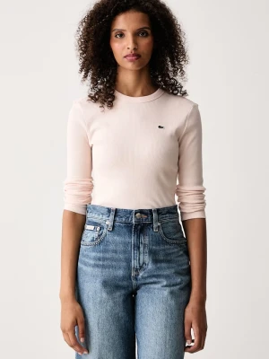 Lacoste longsleeve damski bawełniany różowy