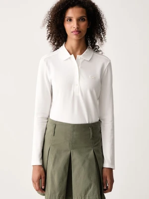 Lacoste longsleeve damski bawełniany z elastanem biały