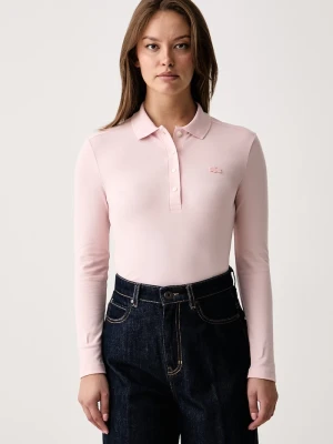 Lacoste longsleeve damski bawełniany z elastanem różowy
