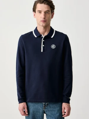 Lacoste longsleeve męski bawełniany granatowy