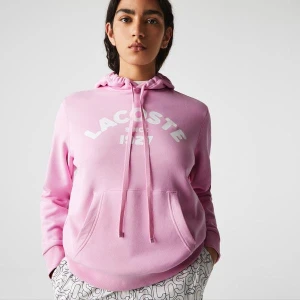 Lacoste Women?s Loose Fit Hooded Print Fleece Sweatshirt