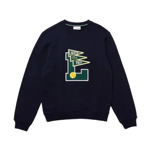 Lacoste Men?s Pennants L Badge Zippered Cotton Fleece Sweatshirt