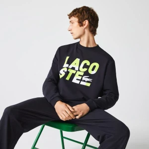 Lacoste męska bluza z polaru bawełnianego z nadrukiem Regular Fit