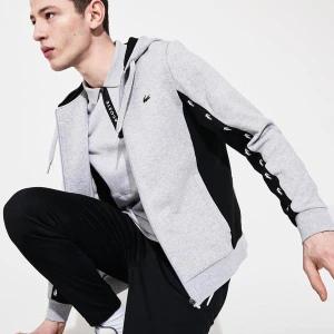 Lacoste Męska Dwukolorowa Bluza Sportowa Z Kapturem Z Polaru