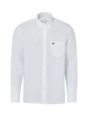 Lacoste Męska koszula lniana Mężczyźni Regular Fit len biały,