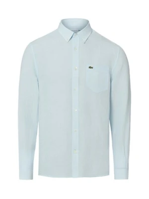 Lacoste Męska koszula lniana Mężczyźni Regular Fit len niebieski,