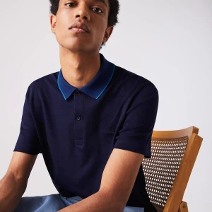 Lacoste Męska Koszulka Polo Z Miękkiej Bawełny Z Kontrastowym Kołnierzem Regular Fit