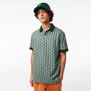 Lacoste męska koszulka polo z nadrukiem monogramu i kołnierzykiem w kontrastowym kolorze Classic Fit