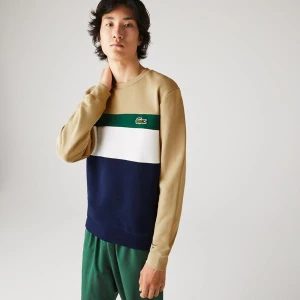 Lacoste Męska Polarowa Bluza Z Okrągłym Wycięciem Pod Szyją W Bloki Kolorystyczne